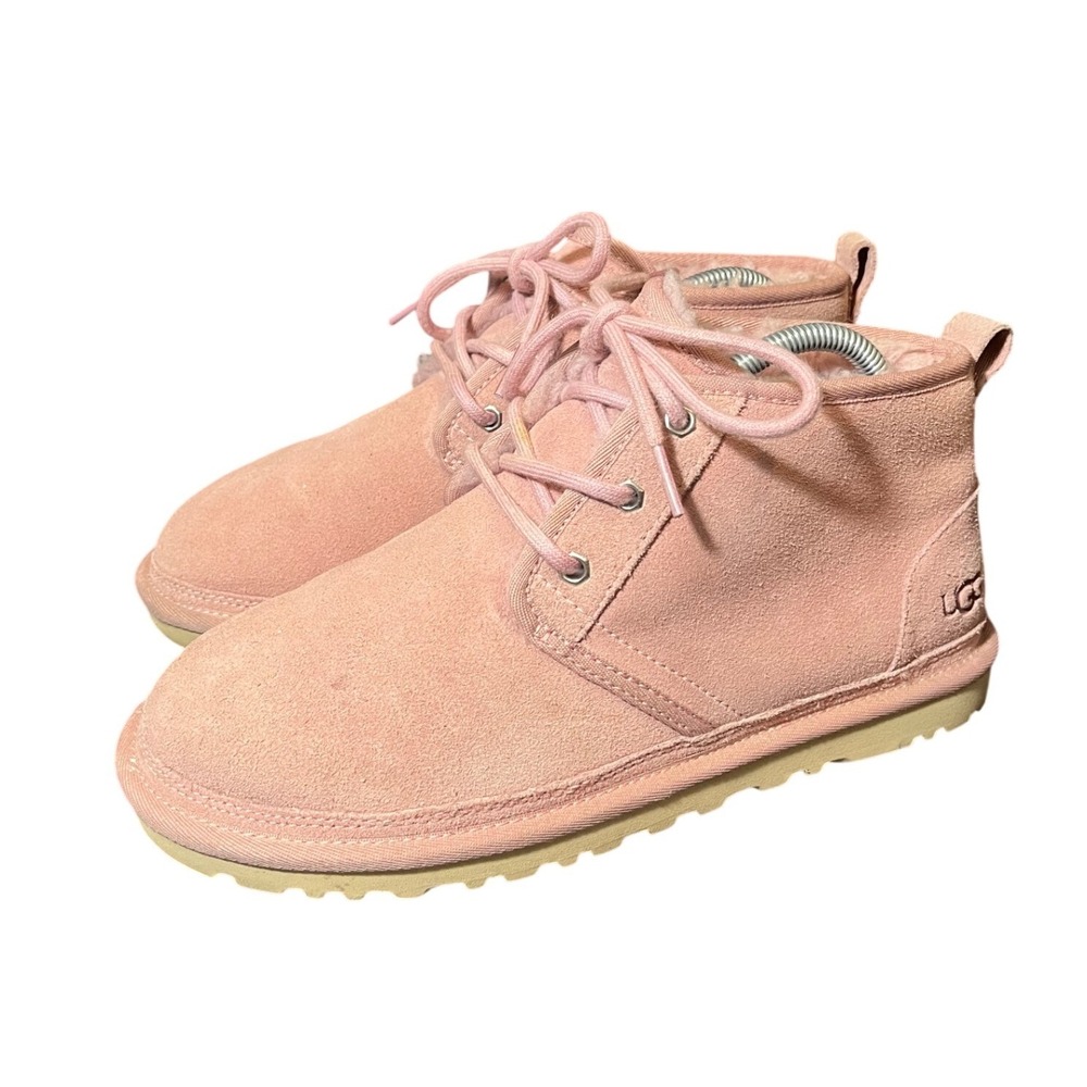 UGG Neumel Boots Womens 9 Pink Suede Lace Up Shearling Lined 1094269